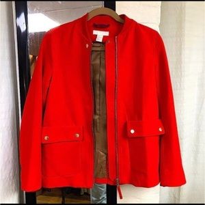 H&M lined vibrant poppy red polished blazer utility sport Jacket size 2